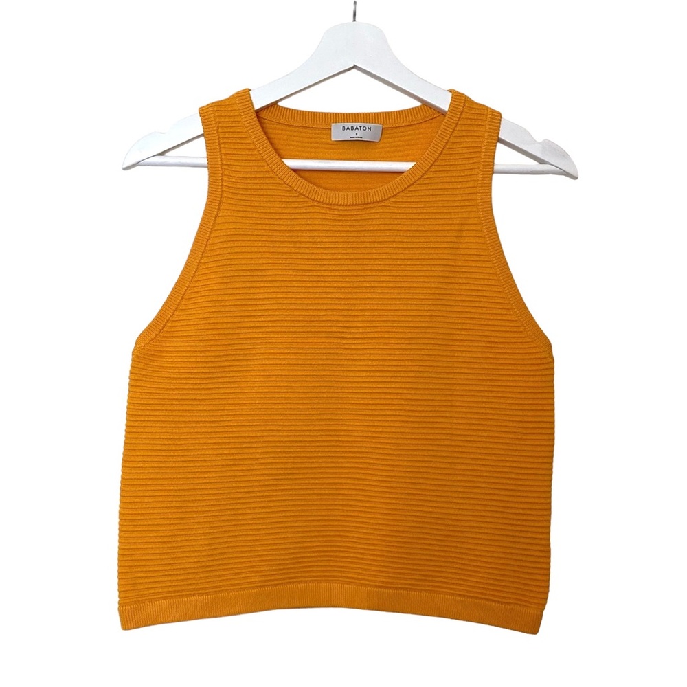 Aritzia Babaton Alrik Knit Top Orange Small | Sleeveless Tank Top Ribbed